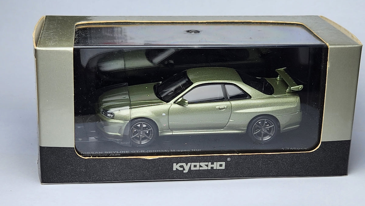 1:43 Kyosho Nissan Skyline GT-R R34 BNR34 M Spec Nur Millennium Jade 0