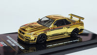 1:64 Inno64 Nissan Skyline GT-R R34 Nismo R-Tune Gold Chrome