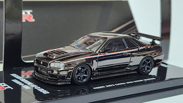 1:64 Inno64 Nissan Skyline GT-R R34 Nismo R-Tune Black Chrome