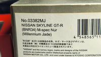 1:43 Kyosho Nissan Skyline GT-R R34 BNR34 M Spec Nur Millennium Jade 03382MJ