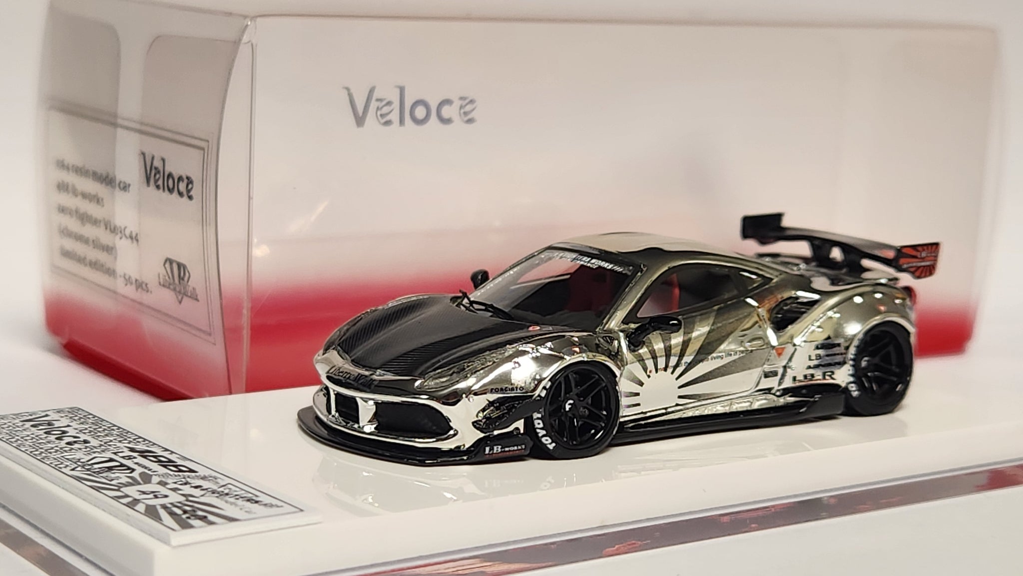 1:64 Veloce Ferrari 488 GTB Chrome Silver Liberty Walk LBWK. Resin. –  hiltawaytoyhk