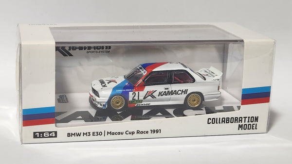 1:64 Tarmac BMW M3 E30 KAMACHI Macau Cup Race 1991 Charles Kwan Diecast