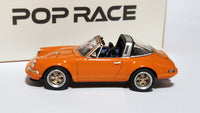 1:64 Pop Race Porsche 911 964 Singer Targa Orange Diecast