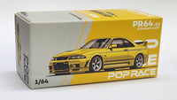 1:64 Pop Race Nissan Skyline GT-R R33 Nismo 400R Prototype Yellow Diecast