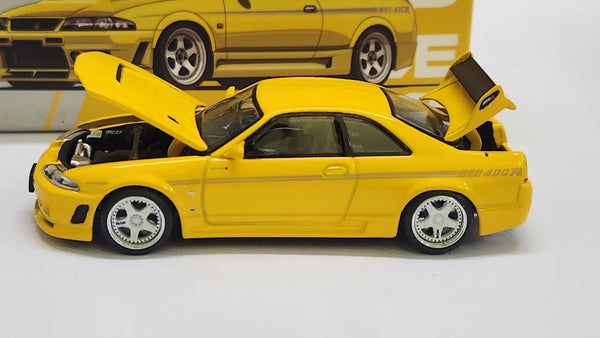 1:64 Pop Race Nissan Skyline GT-R R33 Nismo 400R Prototype Yellow Diecast