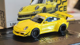 1:64 Pop race Porsche 911 997 RWB Yellow Diecast.