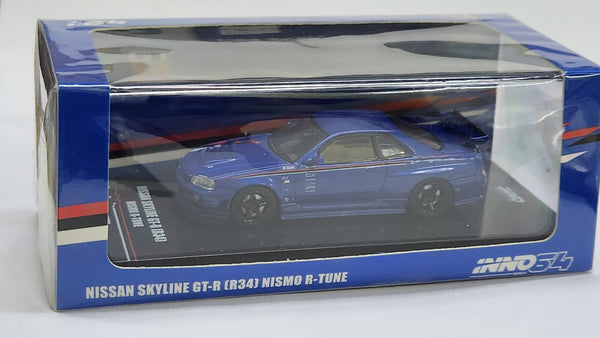 1:64 Inno64 Nissan Skyline GT-R R34 Nismo R-Tune Bayside Blue