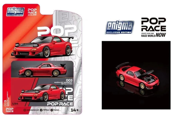 Chase 1:64 Pop Race Mazda RX-7 FD3S RE AMEMIYA Widebody Red Blister Diecast