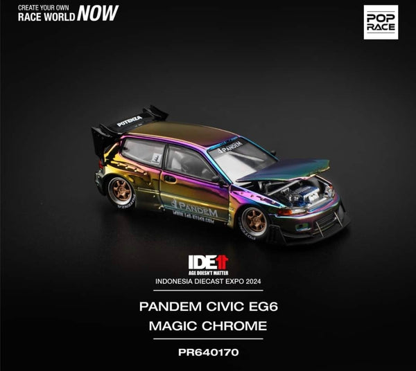 1:64 Pop RACE Honda Civic Pandem EG6 Magic Chrome Indonesia Expo IDE 2024