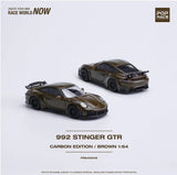 1:64 Pop Race Porsche 992 911 Stinger GTR Carbon Edition Brown Diecast