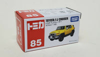 Tomica 85 Toyota FJ Cruiser XJ10 SUV Yellow. Scale is 1:66. - hiltawaytoyhk