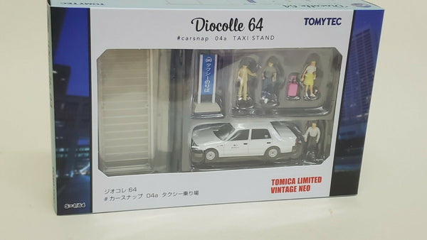 Tomica Limited Vintage Neo Tomytec Diocolle 64 04a Carnap Toyota Crown Taxi Stand set. - hiltawaytoyhk