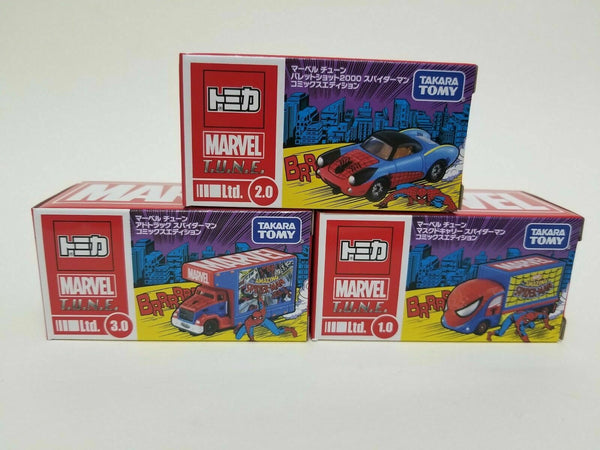 Tomica Marvel T.U.N.E. The Amazing Spider Man Set, Japan 7-11 Exclusive - hiltawaytoyhk